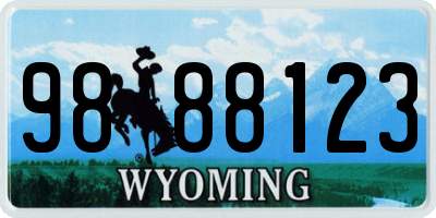WY license plate 9888123