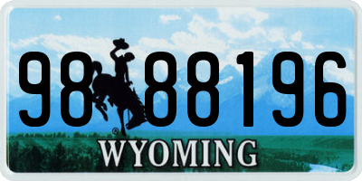 WY license plate 9888196