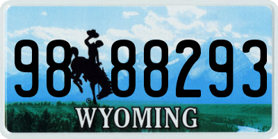 WY license plate 9888293
