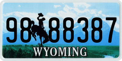WY license plate 9888387