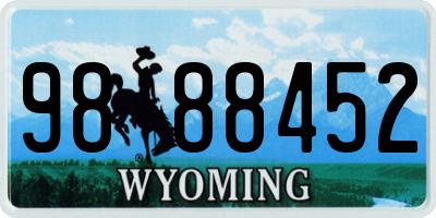 WY license plate 9888452