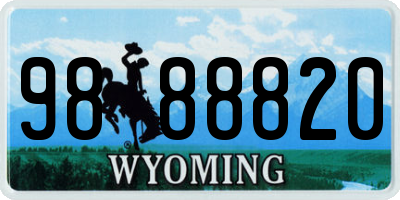 WY license plate 9888820