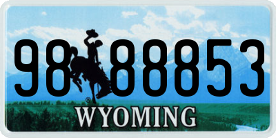 WY license plate 9888853