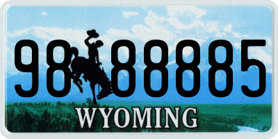 WY license plate 9888885