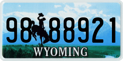WY license plate 9888921