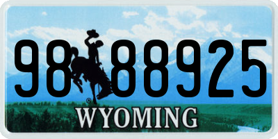 WY license plate 9888925