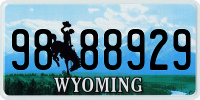 WY license plate 9888929