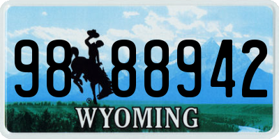 WY license plate 9888942