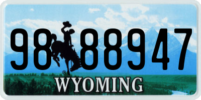 WY license plate 9888947