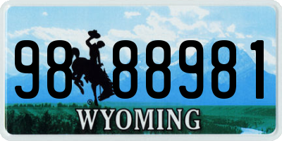 WY license plate 9888981