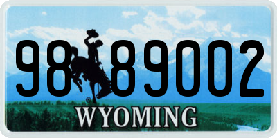 WY license plate 9889002