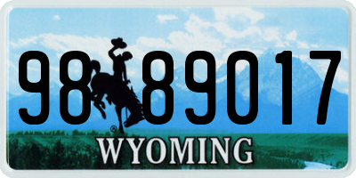 WY license plate 9889017
