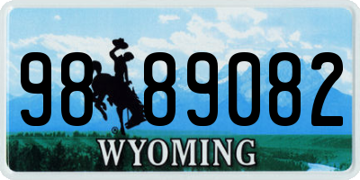 WY license plate 9889082