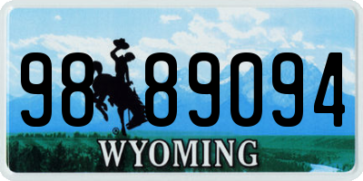 WY license plate 9889094