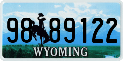 WY license plate 9889122