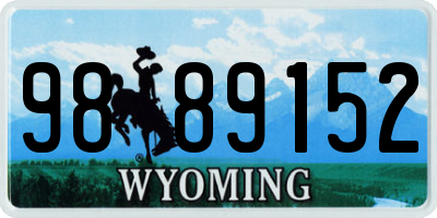 WY license plate 9889152
