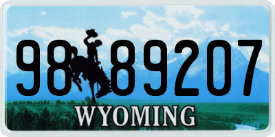 WY license plate 9889207