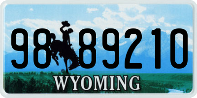WY license plate 9889210