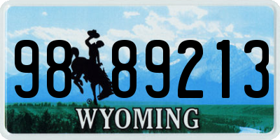 WY license plate 9889213