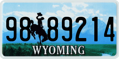 WY license plate 9889214