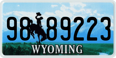 WY license plate 9889223
