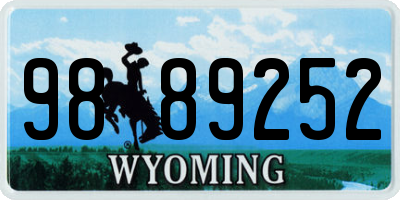 WY license plate 9889252