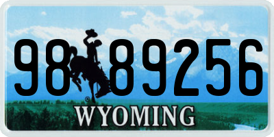 WY license plate 9889256