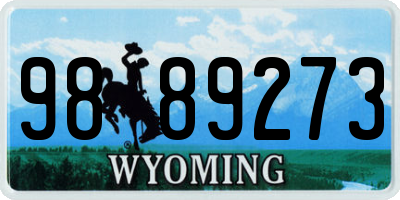 WY license plate 9889273
