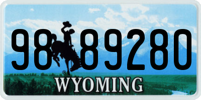 WY license plate 9889280