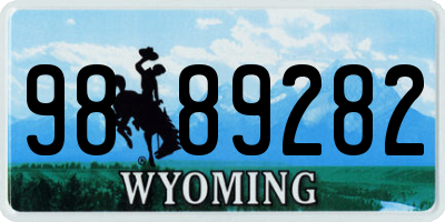 WY license plate 9889282