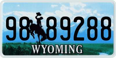 WY license plate 9889288