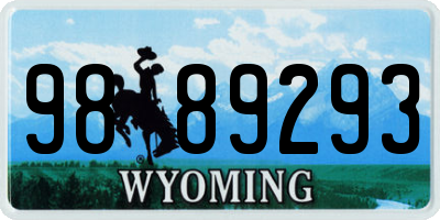 WY license plate 9889293
