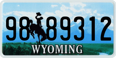 WY license plate 9889312