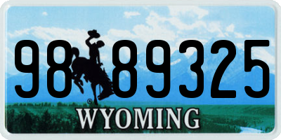 WY license plate 9889325