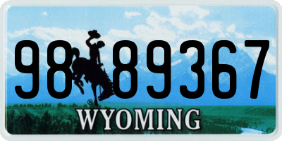 WY license plate 9889367