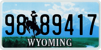 WY license plate 9889417
