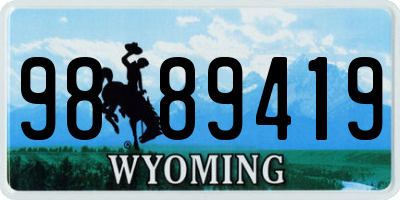 WY license plate 9889419