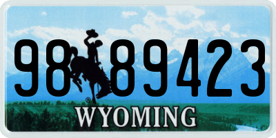 WY license plate 9889423