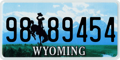 WY license plate 9889454