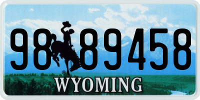 WY license plate 9889458