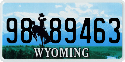 WY license plate 9889463