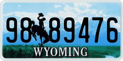 WY license plate 9889476