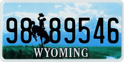 WY license plate 9889546