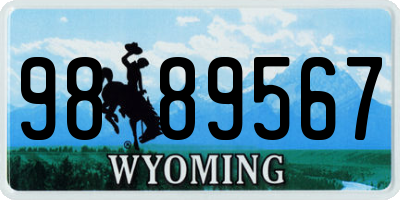 WY license plate 9889567