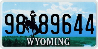 WY license plate 9889644