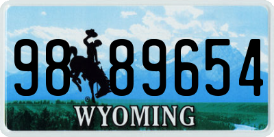 WY license plate 9889654