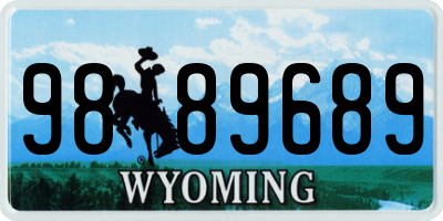 WY license plate 9889689