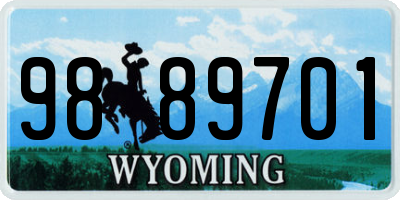 WY license plate 9889701