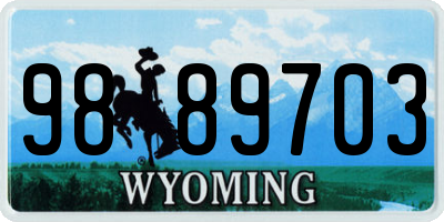 WY license plate 9889703