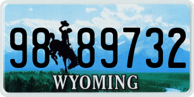 WY license plate 9889732